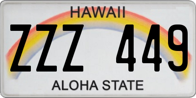 HI license plate ZZZ449