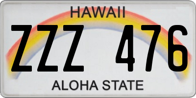 HI license plate ZZZ476