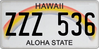 HI license plate ZZZ536