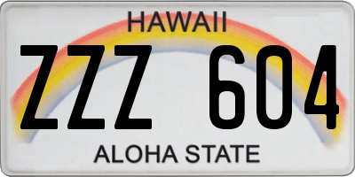 HI license plate ZZZ604