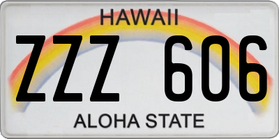 HI license plate ZZZ606