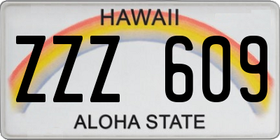 HI license plate ZZZ609