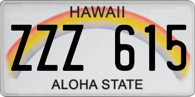HI license plate ZZZ615