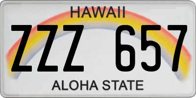 HI license plate ZZZ657