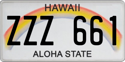 HI license plate ZZZ661