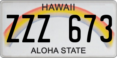 HI license plate ZZZ673