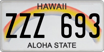 HI license plate ZZZ693