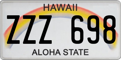 HI license plate ZZZ698