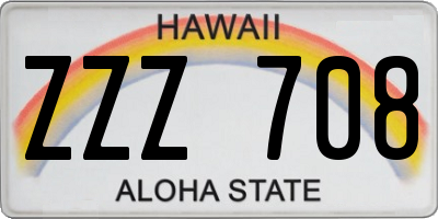 HI license plate ZZZ708