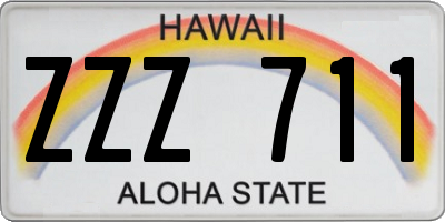HI license plate ZZZ711