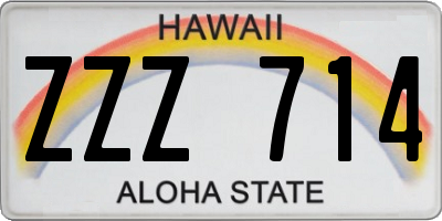 HI license plate ZZZ714