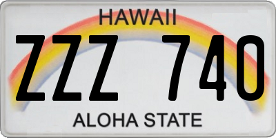 HI license plate ZZZ740