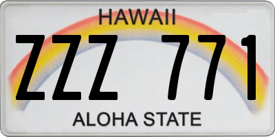HI license plate ZZZ771