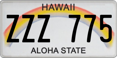 HI license plate ZZZ775