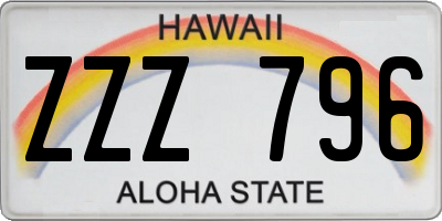 HI license plate ZZZ796