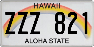HI license plate ZZZ821