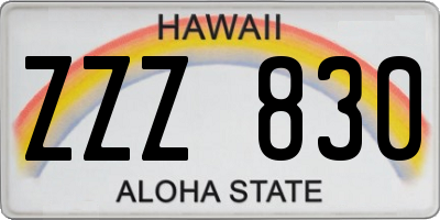 HI license plate ZZZ830