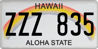 HI license plate ZZZ835