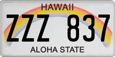 HI license plate ZZZ837