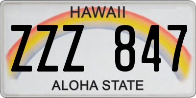 HI license plate ZZZ847