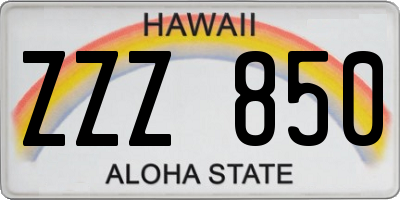 HI license plate ZZZ850