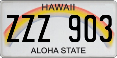 HI license plate ZZZ903