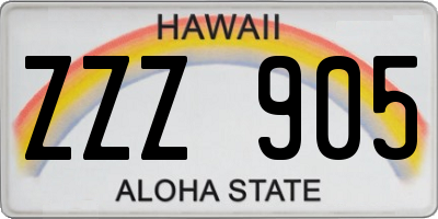 HI license plate ZZZ905
