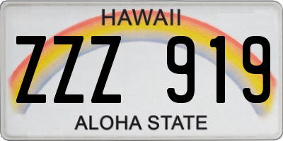 HI license plate ZZZ919