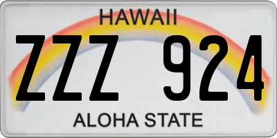 HI license plate ZZZ924
