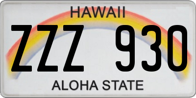 HI license plate ZZZ930