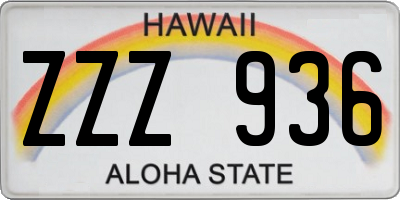 HI license plate ZZZ936