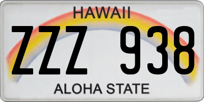 HI license plate ZZZ938