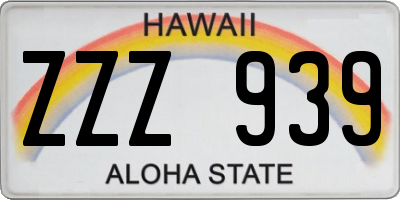 HI license plate ZZZ939