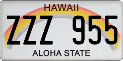 HI license plate ZZZ955