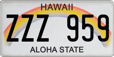 HI license plate ZZZ959