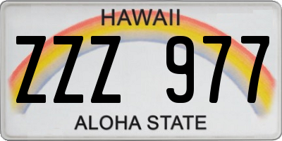 HI license plate ZZZ977