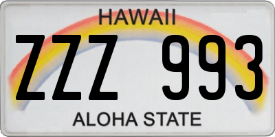 HI license plate ZZZ993