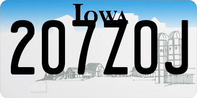 IA license plate 207ZOJ