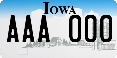 IA license plate AAA000