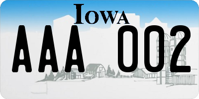 IA license plate AAA002