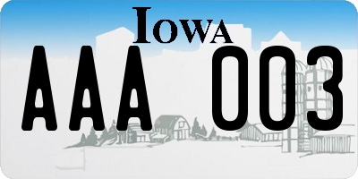 IA license plate AAA003
