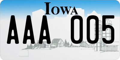 IA license plate AAA005