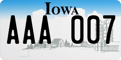 IA license plate AAA007