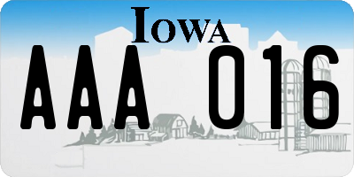 IA license plate AAA016
