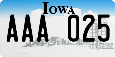 IA license plate AAA025