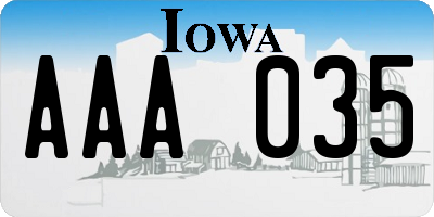 IA license plate AAA035