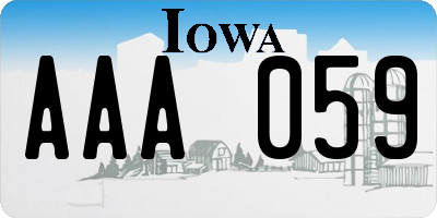 IA license plate AAA059
