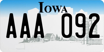 IA license plate AAA092