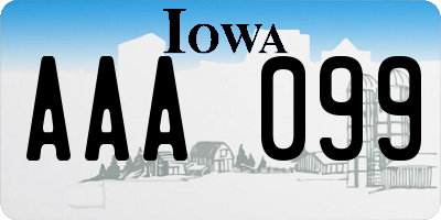 IA license plate AAA099