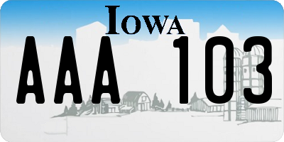 IA license plate AAA103